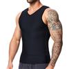 SLIMBELLE Gilet a compressione da uomo con scollo a V elastico dimagrante in vita trainer controllo pancia strato di base magliette a compressione top shapewear body shaper per gli uomini, Nero , L