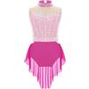 inhzoy Body Danza Classica Ballerina Bambina Vestito da Balletto Ballo Lirico Contemporaneo con Strass Balletto Leotards Body Ginnastica Ritmica Abito da Ballo Latino Rosa 13-14 anni