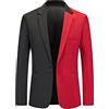 Generic Giacca da uomo, costume da uomo a due facce, slim fit, blazer bianco e nero, con un bottone, giacca casual tinta unita, top smoking, giacca sportiva, leggera, abito da lavoro, giacca estiva, Rosso, L