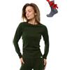 Merino.tech Maglia Termica Donna Lana Merinos - 100% Lana Merino + Calzini (Small, 320 Army Green)