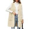 RITOSTA Gilet Pile Donna Lungo Smanicato Giacca Teddy Invernale Caldo Giubbotto Termica Cappotto Senza Maniche Elegante Gilet Pelliccia Lunga Parka Giacche con Tasca(Beige,M)