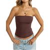 Tomwell Top da donna a fascia, doppia fodera, antiscivolo, senza spalline | Top senza spalline, sexy, scollo pieghevole, slim fit, spalle scoperte, schiena scoperta, Y2k Going Out