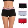 ZLYC Elastiche Cotone Boxers Mutandine Culotte da Donna(Confezione da 3 (Nero, Grigio, Rosso),XS)
