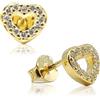 LA TRIADE STUDIO - Orecchini a Cuore a Lobo in Argento Sterling 925 - Orecchini per Donna 7 mm - 1 paio - Rodiato, Placcato oro, Placcato oro rosa (Oro)