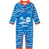 weVSwe Costume da Bagno per Bambino Blue Wave Sun Suit a Maniche Lunghe con Protezione UPF 50+ con Cerniera sul Cavallo e Protezione Anti-Rash per Neonati 2 Anni
