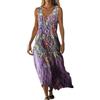 Gienslru Vestiti Donna Estivo 2026 Eleganti Vestito Lino Abito Senza Maniche a V Boho Chic Taglie Forti Comodo Fresco Abiti Lunghi Spiaggia Mare Curvy Abbigliamento con Tasche Casual Dress Copricostume