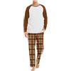 Cexiakong Pigiama lungo da uomo, in cotone, invernale, in due pezzi, con maniche lunghe e pantaloni pigiama a quadretti, per uomo e inverno, Caffè 2., XL
