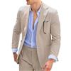 Generic Abito da Uomo in Lino, Completo da Uomo in Seersucker a Righe, vestibilità Slim, 2 Bottoni, Giacca e Pantaloni per Matrimonio Estivo