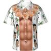 Ozinna Camicia Hawaiane Uomo Personalizzata con Foto,Muscoli Addominali Manica Corta Spiaggia Tropicale Aloha Camicie Estate Floreale per Uomini Hawaiian Shirt