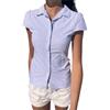 SYHVGI - Camicia da donna a maniche corte con bottoni, a quadri, estiva, top retrò in stile gingham, aderente, crop top, J-blu., S