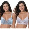 Curve Muse Reggiseno Ferretto Sfoderato Pizzo-x2-Rosa,Azzurro-10F