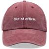 Cap Base Out of office. Cappello da baseball vintage lavato unisex cappello papà basso profilo regolabile, Rosso, Taglia unica