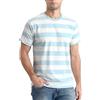 COSAVOROCK Maglietta a Righe Uomo Camicia in Cotone a Maniche Corte, Azzurro & Bianco, L