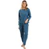 TRAMAS+ Pigiama Donna Mezza Stagione, Pigiama a Costine Donna, Completo con Maglietta a Maniche Lunghe e Pantaloni Lunghi con Vita Regolabile Caldo, Completo per Donna.