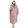 ililmmoe Coperta indossabile Sherpa oversize con cappuccio, felpa per TV, con maniche lunghe e tasca (rosa scuro, taglia unica)