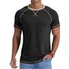 QIXING Maglietta da uomo in cotone, girocollo, a maniche corte, vestibilità regolare, maglietta raglan morbida e leggera, estiva casual top per il Regno Unito, A02 C Nero, L