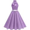 Duohropke Rockabilly, abito da donna vintage anni '50 s, stile vintage a pois rockabilly, stile Hepburn, stile retrò anni '50, linea ad A, abiti da cocktail, feste, serate, ballo, con cintura