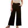 Rolanko Pantaloni di Lino per Ragazze, Vita Elastica Gamba Larga Pantaloni Palazzo Lounge Beach Fluidi con Tasche