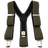 TigerTie - Bretelle unisex a Y con 3 clip molto robuste, a pois, lavorazione di alta qualità, larghezza 35 mm Olive marrone scuro, nero, oro, argento. Taglia unica