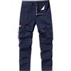 Generic Pantaloni cargo da uomo con tasche, pantaloni da lavoro, softshell da uomo, pantaloni invernali, Blu scuro, M