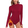WOWENY body a collo alto da donna maglione termico a collo alto in pile a maniche lunghe caldo e confortevole camicia elegante con colletto rialzato