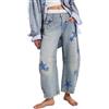TERAZUNO Jeans da Donna a Vita Alta Larghi a Ferro di Cavallo Pantaloni in Denim Moda Versatili Larghi Vintage Y2k Hip Hop Casual Harajuku con Tasche
