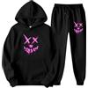 Generisch Tuta unisex con stampa sul viso - Set di due pezzi di felpa con cappuccio e pantaloni da jogging | Appariscente streetwear per Halloween e tempo libero, Stil_n02 Nero, S