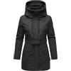 Navahoo Parka invernale da donna, lungo, caldo, con cintura in vita e colletto in pile (rimovibile), motivo Eishauch, taglie S-3XL, Nero , XL