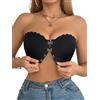 GORGLITTER Reggiseno da donna senza spalline con chiusura anteriore reggiseno a fascia senza ferretto, senza cuciture, elegante Bralette Tube Top, Nero , L