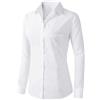 Friptspyg Camicetta Manica Lunga Donna Elegante Camicia Casual Scollo A V Oversize Top con Tasca, Bianco XXL