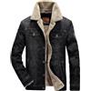 Suncadmious Giacca di Denim Foderata in Pile da Uomo Giacca da Camionista Giacca di Jeans Invernale Cappotto da Cowboy (Nero,5XL)