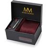 Massi Morino Cravatta con Fazzoletto da Taschino Set Uomo incl. Gemelli, Fermacravatta e Confezione Regalo - Set Cravatta Uomo per Matrimonio