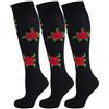 Mysocks 3 Coppie Calze da donna con fiore alto al ginocchio Nero rosso rosa