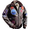 Noble House Tom Cruise Pete Maverick Top Gun Flight Bomber Giacca in pelle da uomo Jet Pilot Jacket | Collare in pelliccia rimovibile (L)