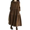 Suncadmious Abito da Bambola Vintage in Velluto a Coste da Donna con Scollo a Bambola, Autunno Inverno a Maniche Lunghe Stile College a Trapezio a Balze con Tasche