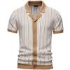 Foweknow Nezthemd - Camicia da uomo a maniche corte, in maglia grossa, per il tempo libero, patchwork, con bottoni, camicia da spiaggia, vestibilità larga, traspirante, risvolto estivo