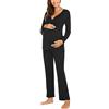 Mxssi Pigiama da allattamento da donna, a due pezzi, a maniche lunghe, slim fit, pigiameria, multifunzionale, per autunno e inverno, allattamento