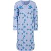 Lucky Camicia da notte da donna termica a maniche lunghe floreale invernale con bottoni taglia M L XL XXL, Azzurro, L