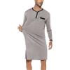 Yukiuiny Maglie Pigiama Uomo Maniche Lunghe Abbigliamento da Notte Cotone Camicie Lunghe per Dormire-A-Grigio/3XL