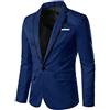 Generisch Blazer Uomo Sportivo Slim Fit - Business Jacket Uomo Giacca Moda Casual Confortevole Tuta da Uomo Singola Fila Classico Blazer Elegante Giacca Smoking Giacche tinta unita, Blu, L
