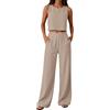 Chanpning Completo Estivo Donna Lino Tailleur Donna Estiva Senza Maniche Girocollo Tuta Completa Lino e Cotone Completi Estivi Set Casual Relax Corte Top e Pantaloni Estivi da Casa Ideale Per Vacanza