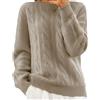 Generico Maglia Donna Scollo A V Maglione Di Cotone Donna Maglione semi da donna a maniche lunghe pullover tinta unita con camicia base maglione caldo Maglioncini Cotone Donna