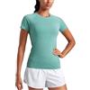 CRZ YOGA Senza Cuciture Maglia Lunghezza Anca | Allenamento, Senza Sfregamenti, Vestibilità Snella, Maniche Raglan, Ventagli Rete, Maniche Corte, Collo Rotondo, per Donna