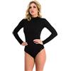 Magi Body da donna a maniche lunghe, con mezza colletto, basic body a maniche lunghe, taglie, Nero/2, S