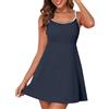 Generic Costume da Bagno Push up Donna Imbottito Swimsuit da Donna Colore Solido Due Pezzo Split Bathing Suit Swisswear Tank Top con Swim Shorts Beachwear Set Costume Vita Alta Costumi (Dark Blue, S)