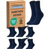 Vitasox 31123 calzini da uomo extra larghi in cotone, calzini sanitari sensibili completamente privi di gomma e di cuciture, pacco da 6, marine, 43/46