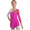inhzoy Abito da Pattinaggio Artistico Bambina Manica Lunga Vestito da Balletto Ginnastica Artistica Body da Danza Classica Ballerina Strass Leotards Vestito da Ballo Lirico Rosa Rosso A 7-8 Anni
