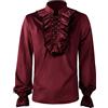 Duohropke Camicia da pirata da uomo con volant coloniale rinascimentale denso balze camicia steampunk vampiro costume gotico