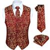 HISDERN Gilet da uomo Paisley floreale jacquard floreale cravatta tasca quadrata fazzoletto vestito set