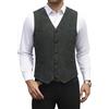HISDERN Gilet Uomo Tweed Elegante Gilet Abito in Lana Vintage Panciotto Uomo Casual Business con Bottoni Grigio L